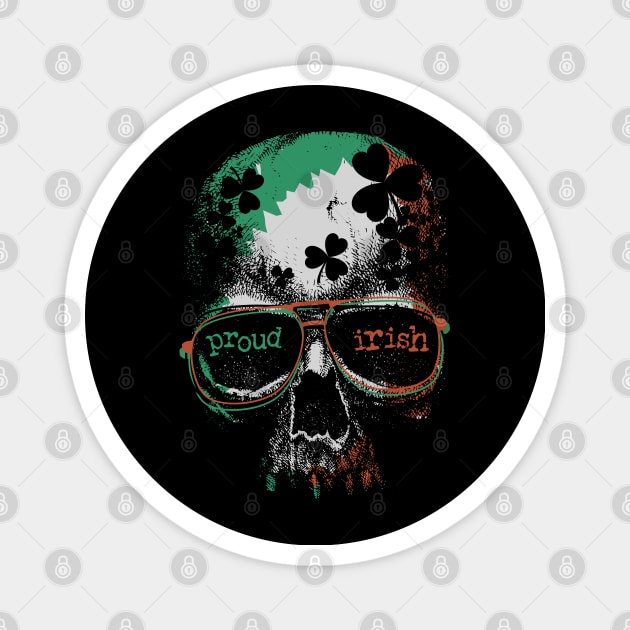 proud to be Irish flag skull Magnet by Jandjprints